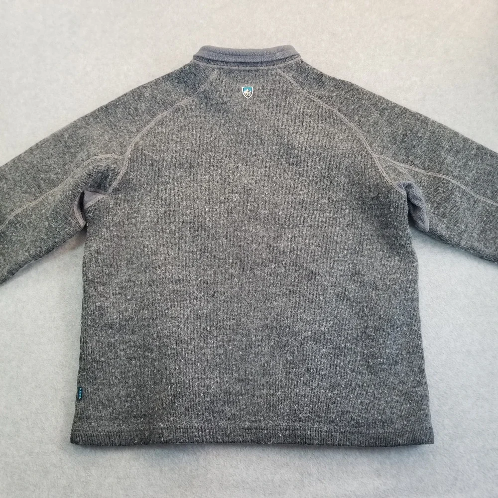 Kuhl Sweater Mens Extra Large Gray Quarter Zip Wool Blend Shaggy Outdoor Hiking